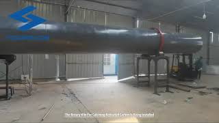 Rotary kiln for calcining activated carbon is being installed  Fodamon [upl. by Hanzelin]