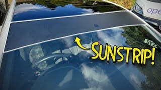 DIY INSTALLING A SUNSTRIP ON MY CAR [upl. by Ahsaercal]