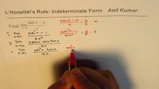 Trig Limits with LHopitals Rule for Indeterminate Form [upl. by Henka]