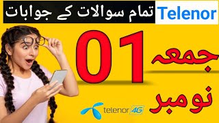 1 November 2024  My Telenor Today Questions Answer  Telenor Questions Today  Telenor [upl. by Eppie]