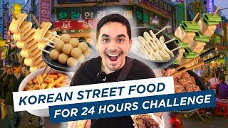 STREET FOOD IN KOREA FOR 24 HOURS  HASH ALAWI [upl. by Lledner]