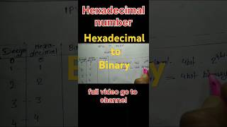 hexadecimal to binary  hexadecimal convert binary numbers  binary numbers shorts hexadecimal [upl. by Epuladaugairam]