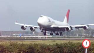 JAL Cargo Boeing 747400 is landing in Amsterdam [upl. by Darell]