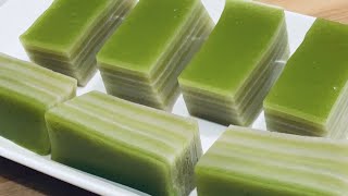 Pandan layered cake  Pandan kuih lapis santan sedap  香兰七层糕 [upl. by Ociredef]