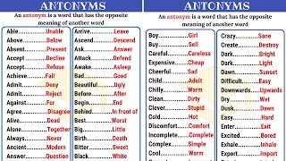 120 Common Opposites in English from AZ  Antonyms List Part I [upl. by Glogau]