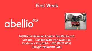 FRV  C10 Victoria to Canada Water Bus Station via Waterloo  1520  BV20 GSY  04052023 [upl. by Ardnoet]