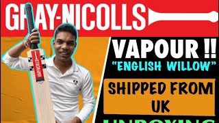 GRAYNICOLLS VAPOUR “english willow” cricket bat unboxing and review [upl. by Ellerad517]