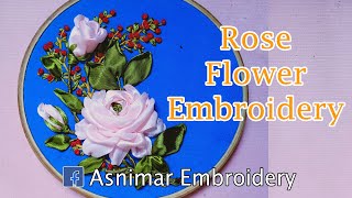 Ribbon Embroidery Rose  Hand Stitching Tutorials  Ribbon Embroidery for Beginners [upl. by Glasgo486]