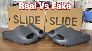 Adidas Yeezy Slide Gray Slate Real Vs Fake Review [upl. by Suhcnip660]