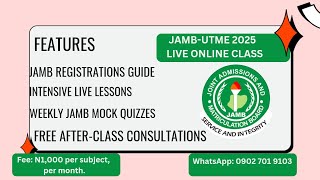 JAMB 2025 Intensive Live Online Lessons How to Score 350 in JAMB UTME How to Pass JAMB JAMB [upl. by Manaker142]