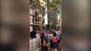 Mass demonstrations and vigils in Barcelona following terror attack [upl. by Naj]