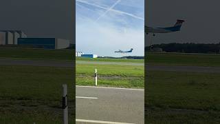 LUXAIR  BOMBARDIER Q400  LANDING  LUXEMBOURG FINDEM INTERNATIONAL AIRPORT ELLXLUX [upl. by Nah]