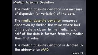 Lesson 19  Median Absolute Deviation [upl. by Eugor]