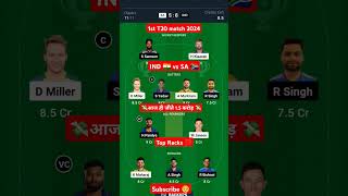 IND vs SA Dream11 team prediction SA 🇿🇦 vs IND🇮🇳 Dream11 team prediction 1st match prediction 2024 [upl. by Yenruogis]