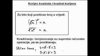 Korijen kvadrata i kvadrat korijena [upl. by Nosretep]