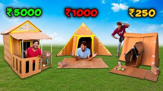 Overnight Cardboard house camping challenge  Low Budget Survival 🏠 ₹250 VS 1000 Vs 5000 [upl. by Eggleston170]