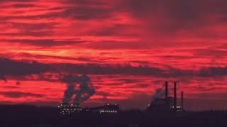 Sunset over Lignite Power Plants near CologneGermany  Filmed around 6 pm on October 28 2024 [upl. by Nitsruk]