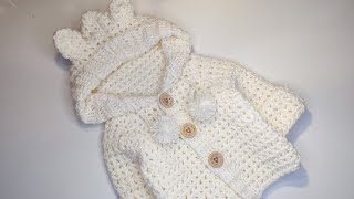 Crochet 72 How to crochet quot Cuddle bearquot baby hoodie  Part 1 [upl. by Alleinad183]