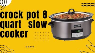 Crock pot 8quart slow cooker with auto warm setting and cookbook black stainless steel review [upl. by Talie]