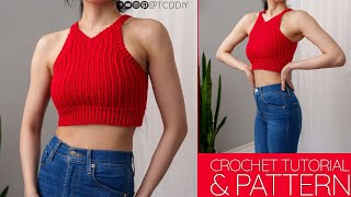 How to Crochet Crop Top  Pattern amp Tutorial DIY [upl. by Fein957]