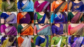 😍 Silk Cotton Saree Blouse Designs Beautiful Daily Wear Silk Cotton Saree Collections ❤️ [upl. by Annirac]