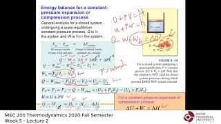 Thermodynamics by Yunus Cengel  Lecture 12 quotChap 4 Specific heats ideal gas energy analysisquot [upl. by Fernand]