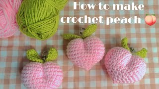 How to make crochet peach keychain [upl. by Borchert627]