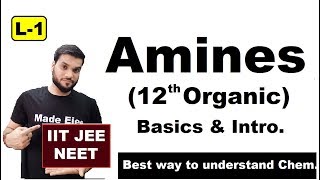 L1 Amines 12th Organic  Basics amp Introduction of Amines  JEE NEET  By Arvind Arora [upl. by Acyssej574]