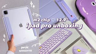 m2 ipad pro 129quot unboxing 💜 apple pencil 2  accessories [upl. by Richelle]