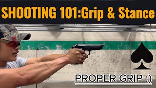 How to properly grip a pistol  Shooting 101 Grip and Stance [upl. by Novihs]