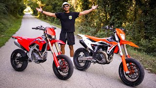 Honda 450 Vs KTM 450 motard scontro tra titani  🥵 [upl. by Redneval]