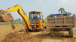 JCB 3dx loading Mud TATA Tippers Tractors Swaraj 855 Fe New Holland 3630 4x4 Tractor Anujjcbtarctor [upl. by Rammus]