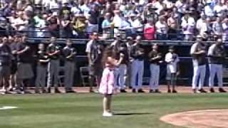 Amazing National Anthem Performance By 10 Year Old Singer At 2011 Spring Training Game [upl. by Cairistiona509]