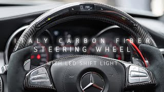 Mercedes Italy Carbon FIber Steering Wheel With LED Gear Shifter Light Indicator [upl. by Herzog915]