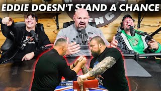 REACTING TO EDDIE HALLS ARM WRESTLING PRACTICE FT DEVON amp AUDEN LARRATT [upl. by Sitra]