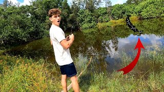 I Hooked A MASSIVE MYSTERY FISH On A Little Kids Fishing Rod [upl. by Hamner]