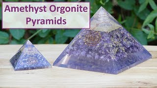 Amethyst Crystals in Orgonites Including Pyramids Pendants and Domes [upl. by Sordnaxela368]