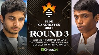 FIDE Candidates 2024 Rd 3  Vidit v Pragg amp Gukesh v Ian Will Hikaru Get Back To Winning Ways [upl. by Kristal]