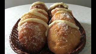 Cómo hacer BOMBAS RELLENAS CON CREMA PASTELERA  Berlinas rellenas [upl. by Noirret]