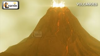 Volcanoes and types of volcanic eruptions  Volcano video with hot magma lava in 3D animation HD [upl. by Nolasba234]