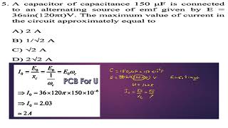 A capacitor of capacitance 150 microfarad is connected to an alternating source of emf given by [upl. by Aruon]