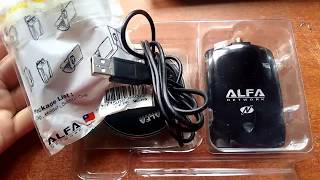 alfa awus036nha unboxing En español 2018 adaptador wifi usb potente [upl. by Kerwinn]