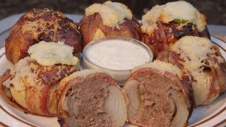 How to BBQ Bacon Meatball Stuffed Onions  Recipe [upl. by Durman]