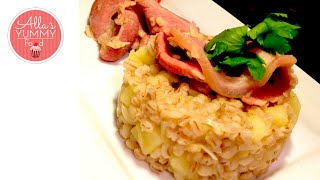 Pearl Barley amp Bacon Recipe  Latvian Recipe  Каша перловая с беконом [upl. by Yajeet]