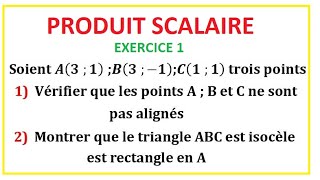 Produit scalaire exercice 1 pour 1ière bac [upl. by Isobel]