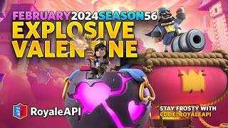 Explosive Valentine  Clash Royale February Season 56  Emotes Tower Skins Banners [upl. by Solitta]