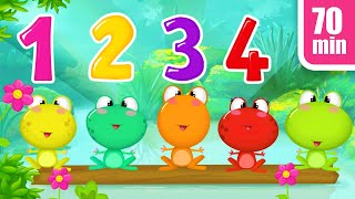 COMPTINES POUR ENFANTS  5 Petites Grenouilles  Apprendre à Compter  TITOUNIS [upl. by Idden]