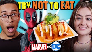 Try Not To Eat Challenge  Marvel Vs DC ShangChi Loki Deadpool Birds of Prey Suicide Squad [upl. by Naliorf]