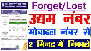 How to recover udyog aadhaar number 2024  Udyog Aadhar Registration bhul jaye to kya kare [upl. by Aicenaj]