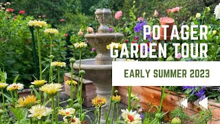 Potager Garden Tour Early Summer 2023  Raised Garden Beds  Brick ’n Blooms [upl. by Ajoop]